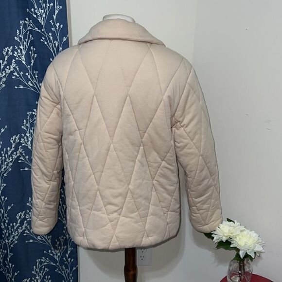 Free People Tawny Pillow Quilted Jacket Coat Cream Puffy Boyfriend sz M Medium - Picture 4 of 10